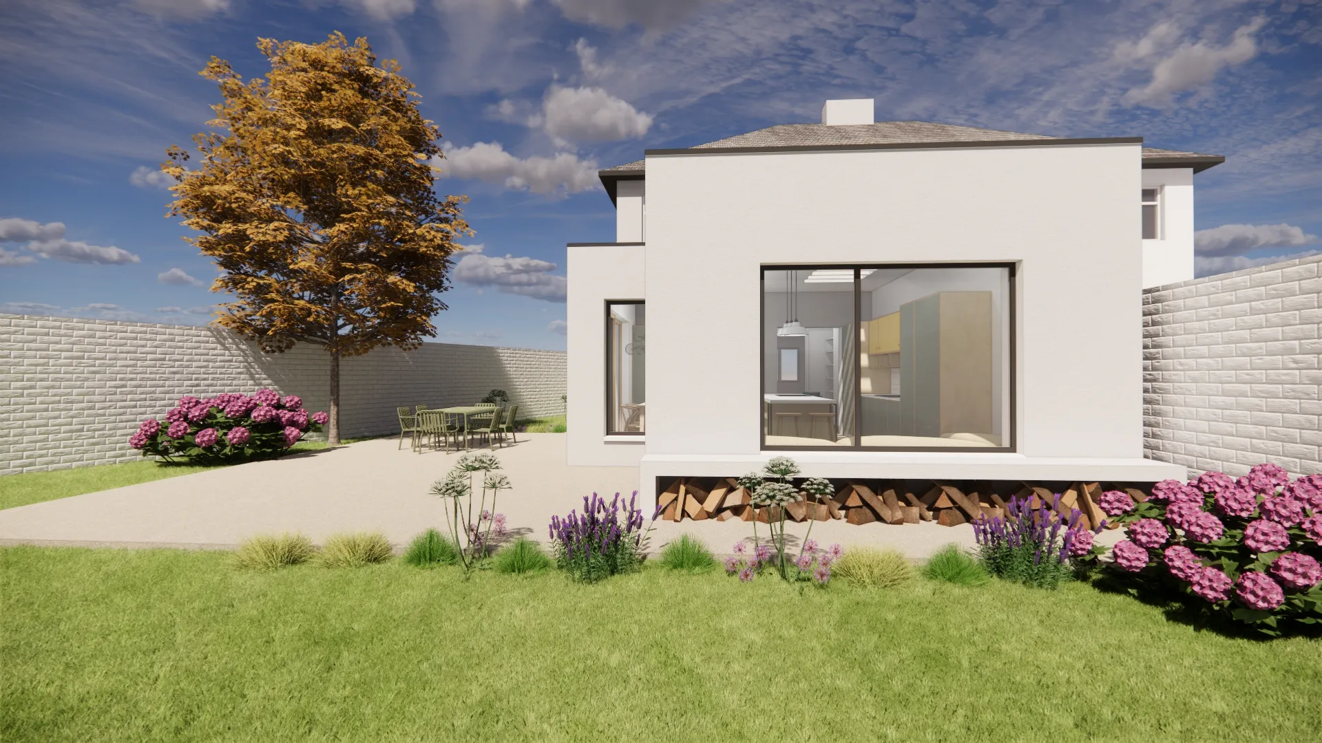 View of the new extension from the end of the garden