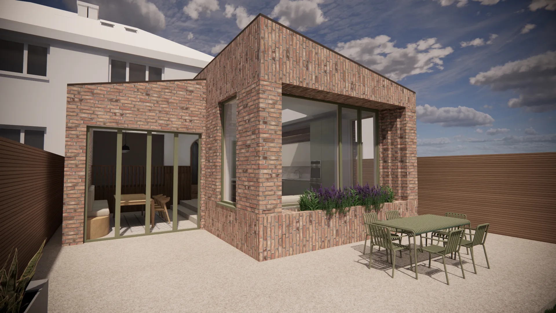 Outdoor patio on the new extension